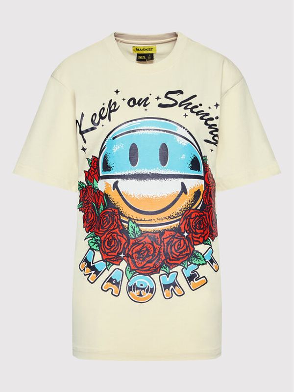 Market Market Тишърт Unisex SMILEY Keep On Shining 399001061 Бежов Relaxed Fit