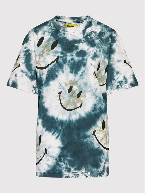Market Market Тишърт Unisex SMILEY Shibori Dye 399001107 Син Relaxed Fit