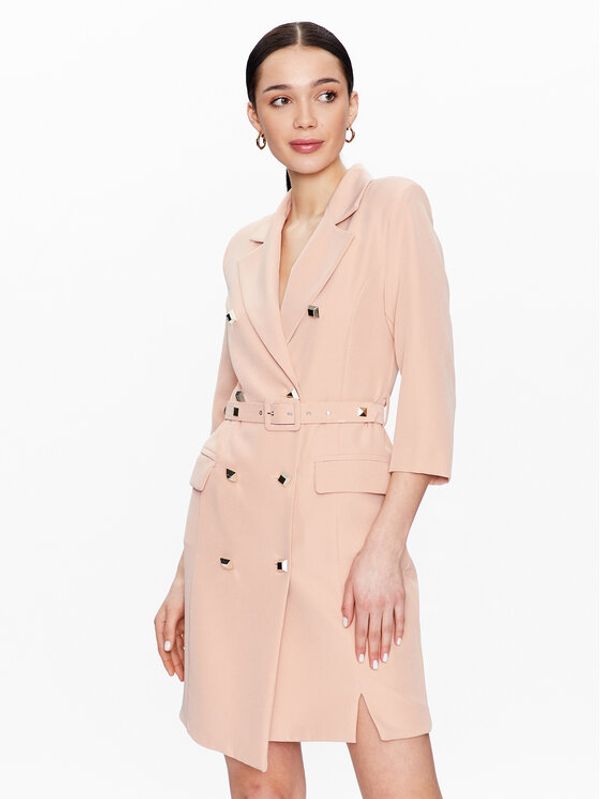 Maryley Maryley Коктейлна рокля 23EB372/M14 Бежов Regular Fit