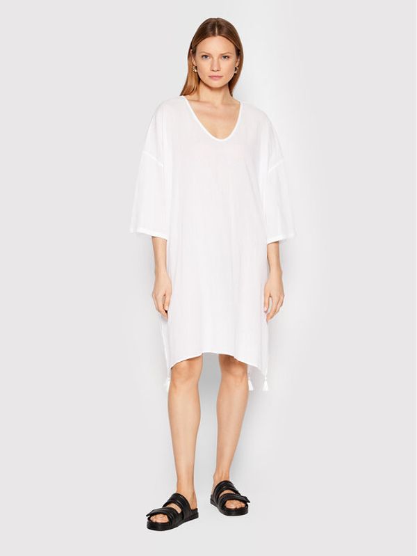 Max Mara Beachwear Max Mara Beachwear Плажна рокля Paglie 32210328 Бял Oversize