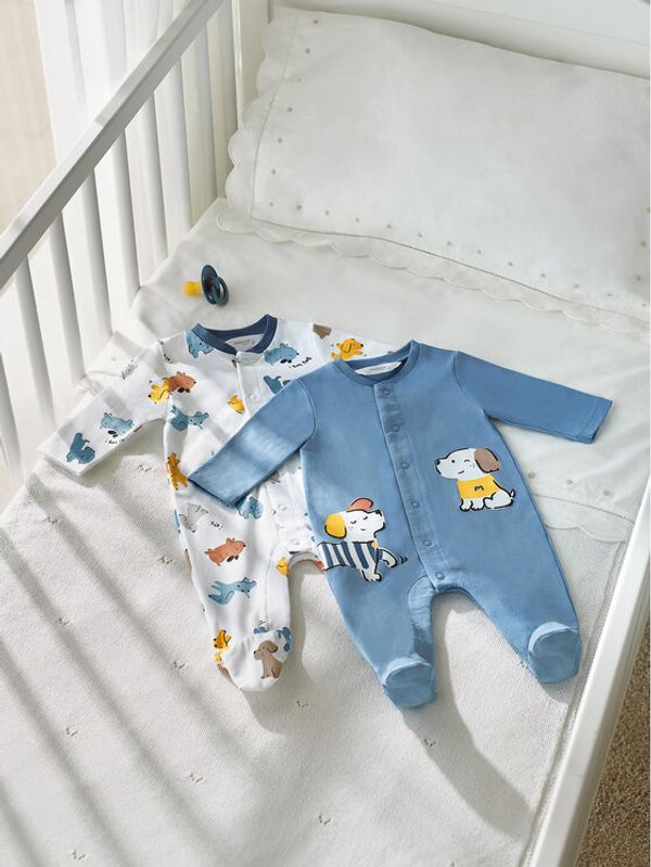 Mayoral Mayoral 2 чифта бебешки гащеризони със стъпала 1757 Цветен