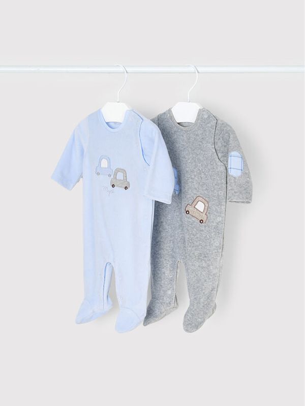 Mayoral Mayoral 2 чифта бебешки гащеризони със стъпала 2627 Син Regular Fit