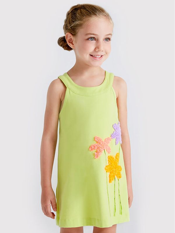 Mayoral Mayoral Ежедневна рокля 3950 Зелен Regular Fit