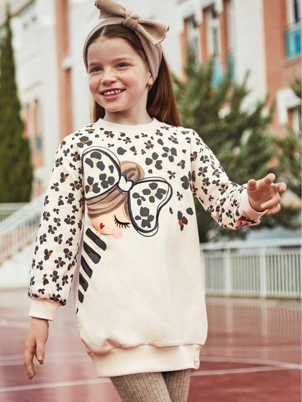 Mayoral Mayoral Ежедневна рокля 4.934 Екрю Regular Fit