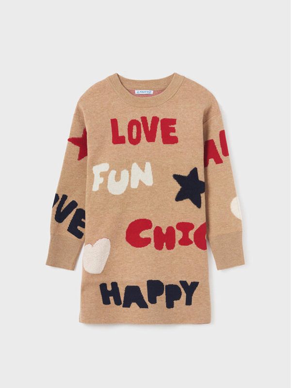 Mayoral Mayoral Ежедневна рокля 7.964 Бежов Regular Fit