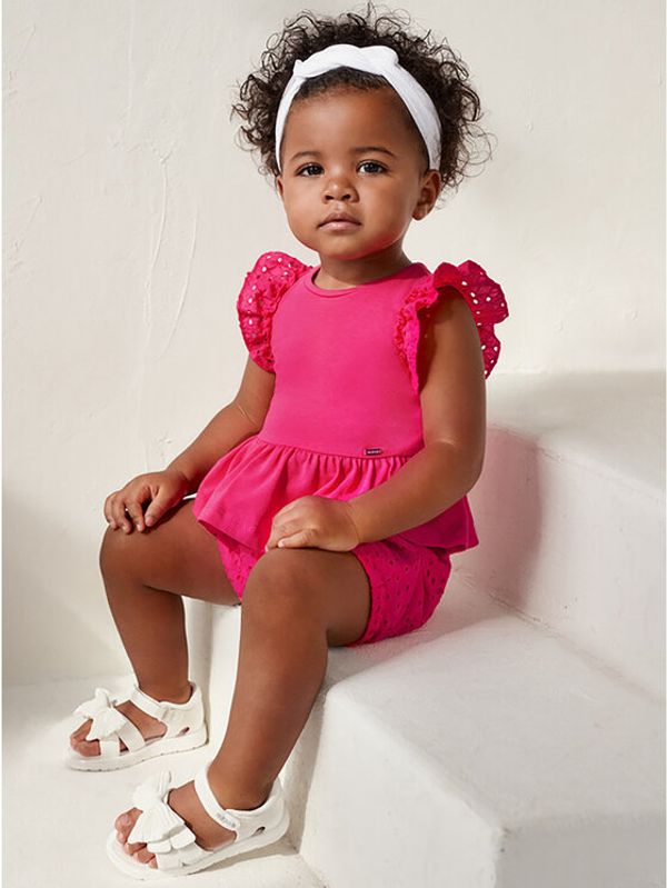 Mayoral Mayoral Комплект блуза и спортни шорти 1246 Розов Regular Fit