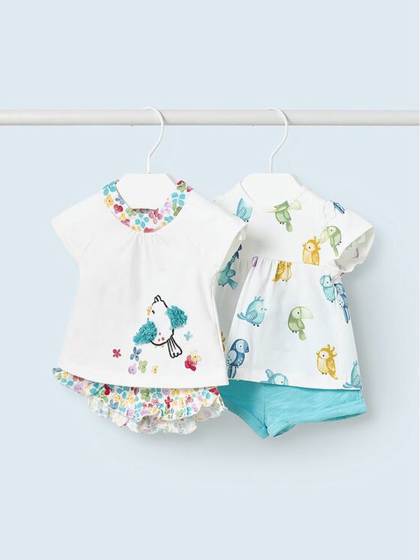 Mayoral Mayoral Комплект от 2 тишърта и панталони 1695 Бял Regular Fit