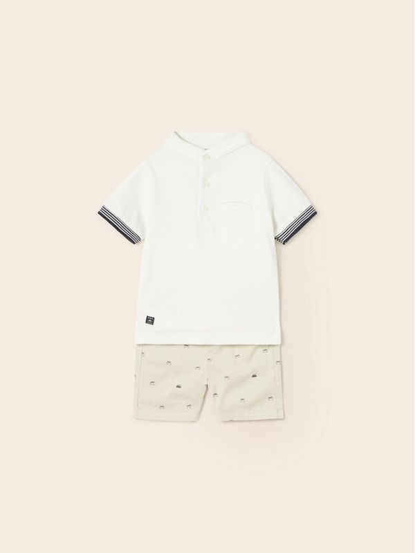 Mayoral Mayoral Комплект от тениска с яка и къси панталони 1296 Цветен