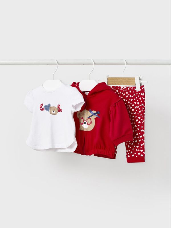 Mayoral Mayoral Комплект от тишърт, суитшърт и панталони 1832 Червен Regular Fit