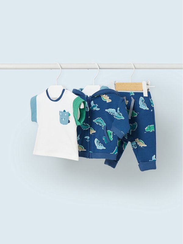 Mayoral Mayoral Комплект от тишърт, суитшърт и панталони 1892 Тъмносин Regular Fit