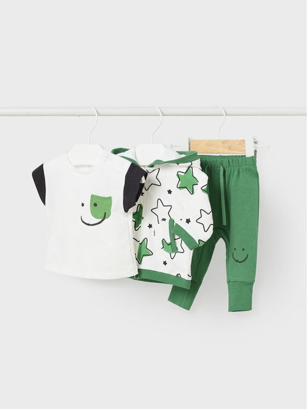 Mayoral Mayoral Комплект от тишърт, суитшърт и панталони 1892 Зелен Regular Fit