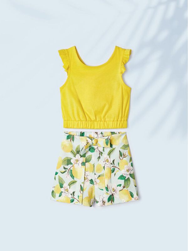 Mayoral Mayoral Комплект платнени шорти и топ 3214 Цветен