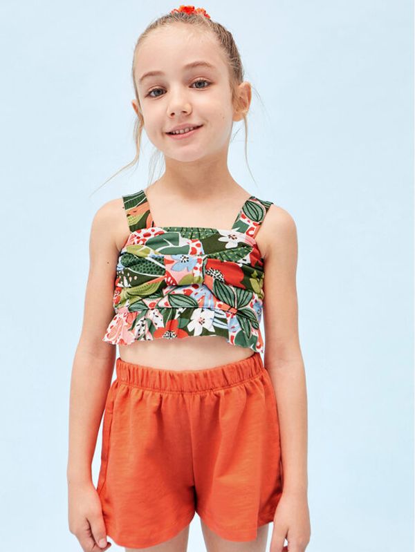 Mayoral Mayoral Комплект платнени шорти и топ 3217 Цветен