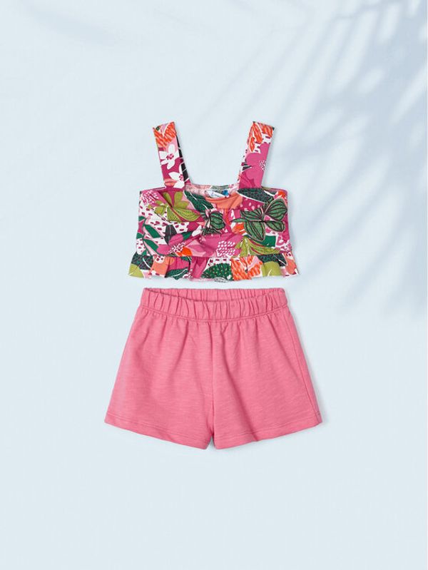 Mayoral Mayoral Комплект платнени шорти и топ 3217 Цветен
