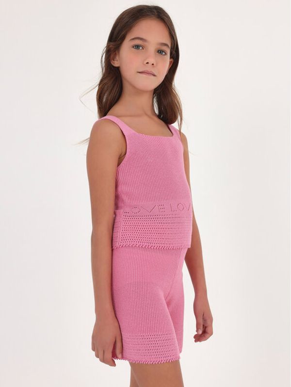 Mayoral Mayoral Комплект платнени шорти и топ 6243 Розов Regular Fit