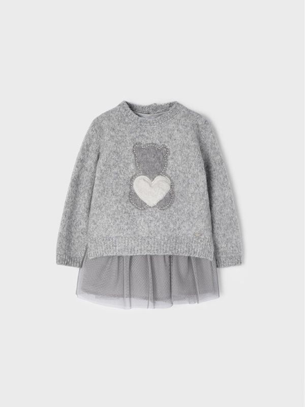 Mayoral Mayoral Комплект пуловер и рокля 2941 Сив Regular Fit