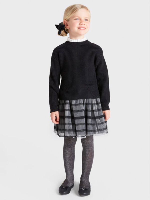 Mayoral Mayoral Комплект пуловер и рокля 4955 Черен Regular Fit