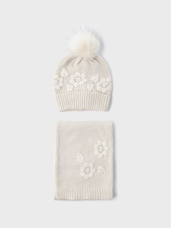 Mayoral Mayoral Комплект шал и шапка 10.595 Екрю Regular Fit