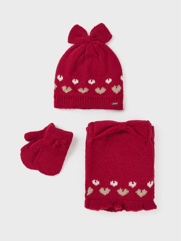 Mayoral Mayoral Комплект шапка, шал и ръкавици 10.536 Червен Regular Fit