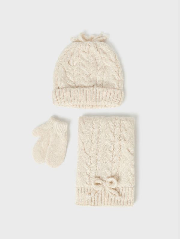 Mayoral Mayoral Комплект шапка, шал и ръкавици 10281 Бежов