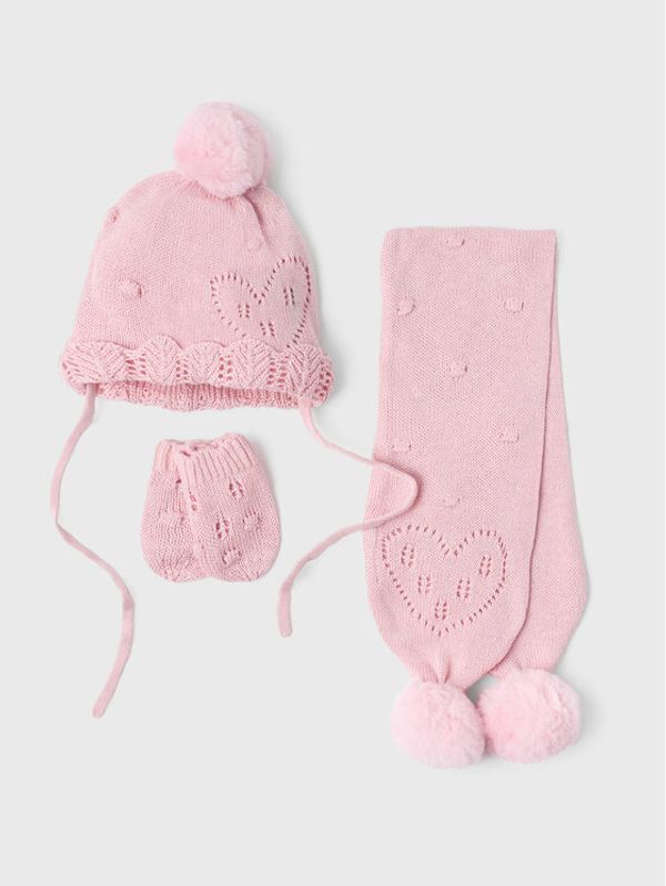 Mayoral Mayoral Комплект шапка, шал и ръкавици 9543 Розов