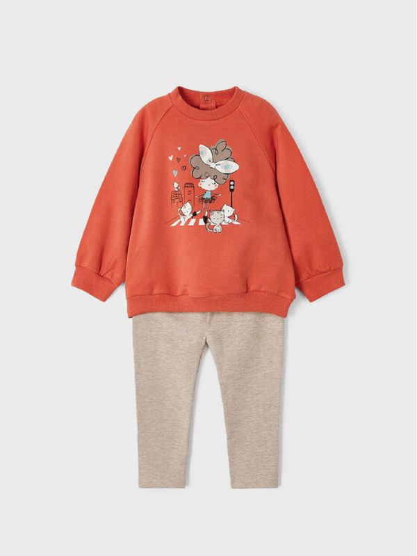 Mayoral Mayoral Комплект суитшърт и клин 2726 Оранжев Regular Fit