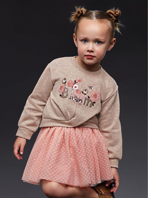 Mayoral Mayoral Комплект суитшърт и пола 4.936 Бежов Regular Fit