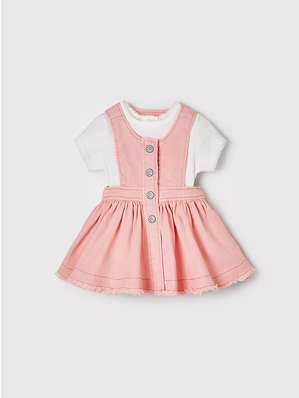 Mayoral Mayoral Комплект тишърт и ежедневна рокля 1687 Розов Regular Fit