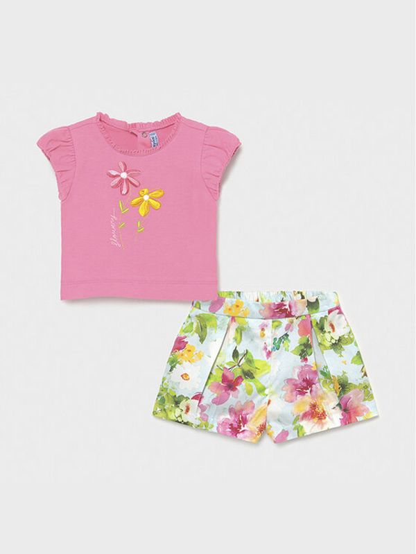 Mayoral Mayoral Комплект тишърт и панталонки 1234 Розов Regular Fit