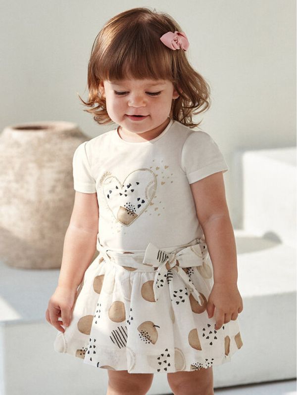 Mayoral Mayoral Комплект тишърт и поличка 1942 Бял Regular Fit