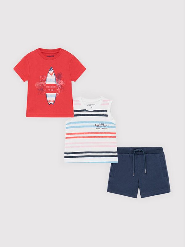 Mayoral Mayoral Комплект тишърт, полник и панталонки 1672 Цветен Regular Fit