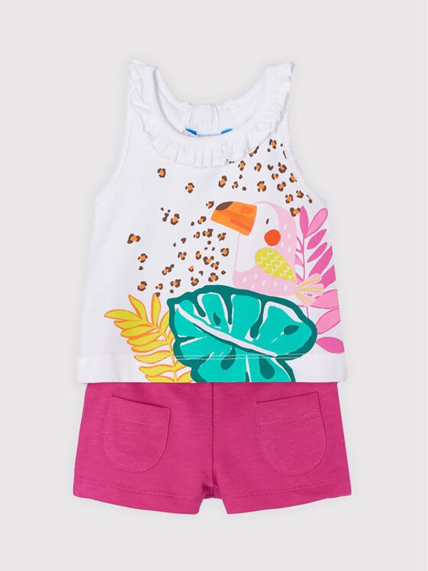 Mayoral Mayoral Комплект топ и панталонки 1242 Бял Regular Fit