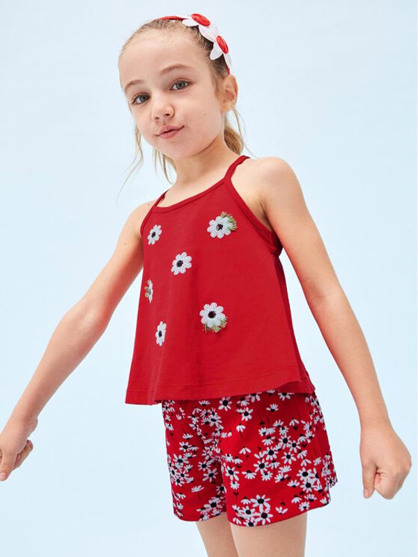 Mayoral Mayoral Комплект топ и панталонки 3219 Червен Regular Fit