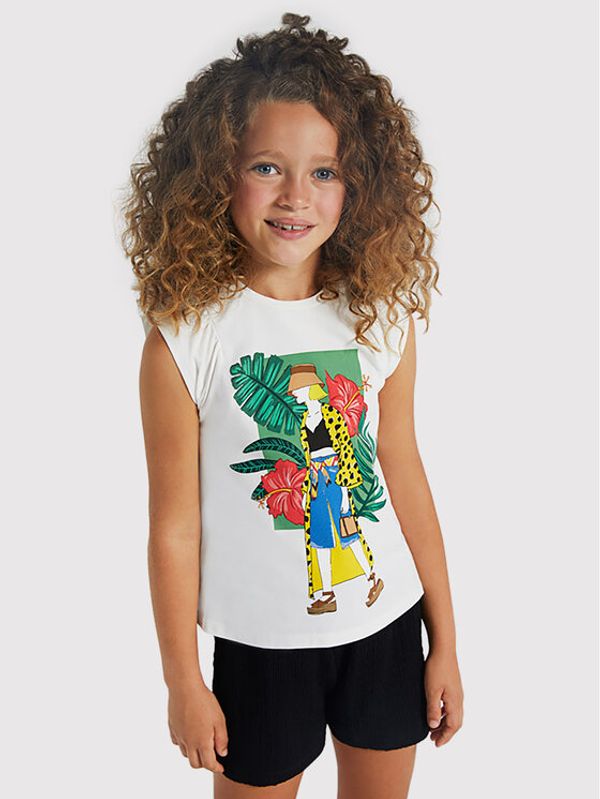 Mayoral Mayoral Комплект топ и панталонки 6229 Бял Regular Fit