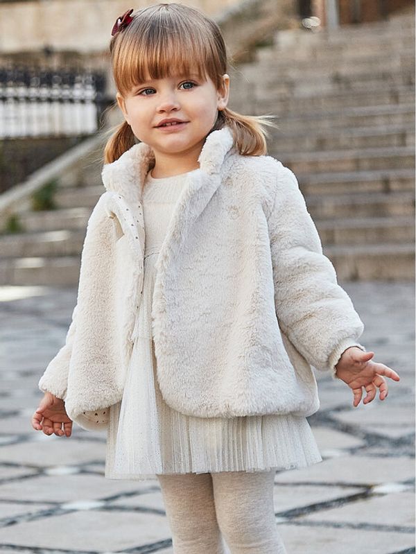 Mayoral Mayoral Кожено палто 2.415 Екрю Regular Fit