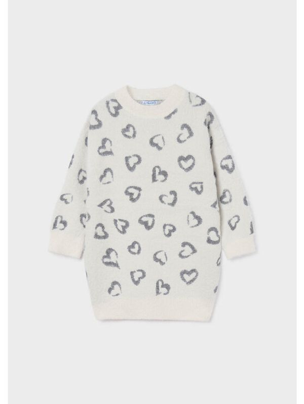 Mayoral Mayoral Плетена рокля 4969 Бял Regular Fit