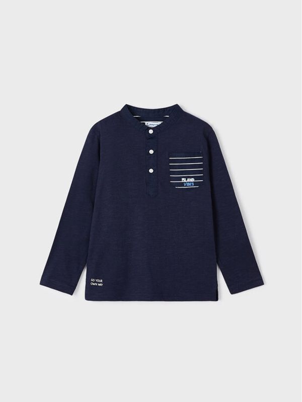 Mayoral Mayoral Тениска с яка и копчета 3158 Тъмносин