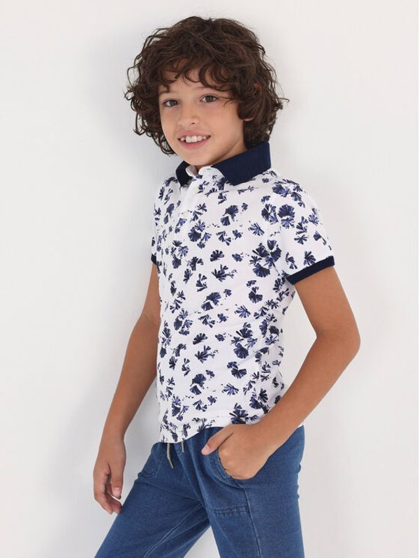 Mayoral Mayoral Тениска с яка и копчета 6104 Тъмносин