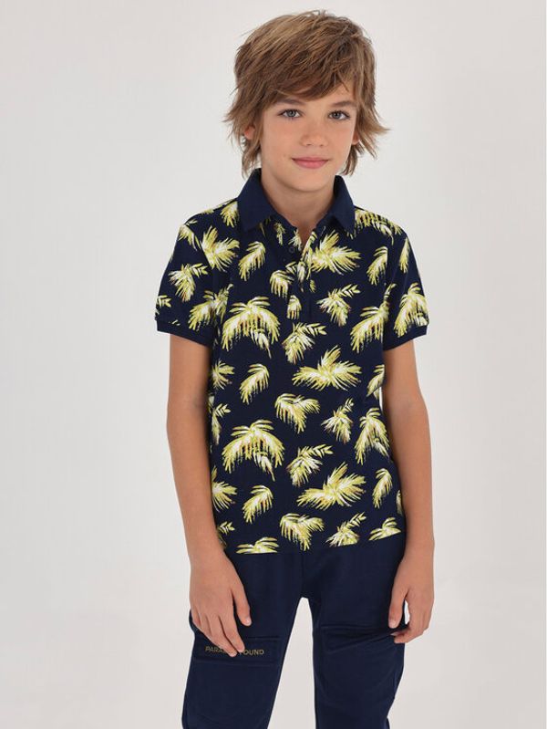 Mayoral Mayoral Тениска с яка и копчета 6104 Тъмносин