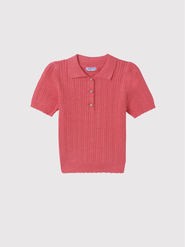 Mayoral Mayoral Тениска с яка и копчета 6119 Розов Regular Fit