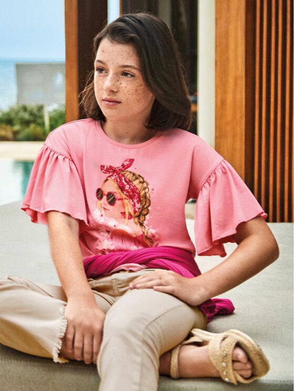 Mayoral Mayoral Тишърт 6051 Розов Regular Fit