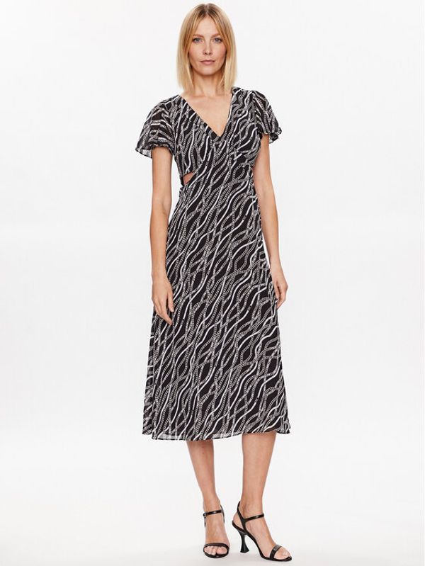 MICHAEL Michael Kors MICHAEL Michael Kors Ежедневна рокля Status Print Georgette MS381P38EV Черен Regular Fit