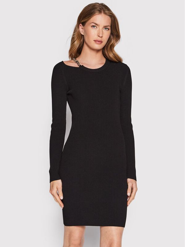 MICHAEL Michael Kors MICHAEL Michael Kors Плетена рокля Chain Link MS2810C33D Черен Slim Fit
