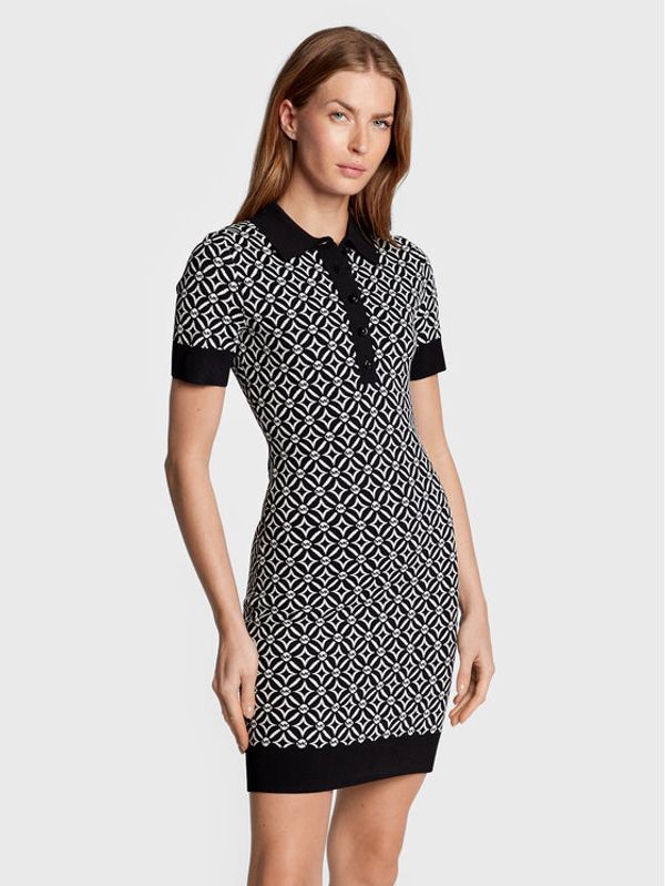 MICHAEL Michael Kors MICHAEL Michael Kors Плетена рокля Logo Jacquard MF281EC6ZZ Черен Slim Fit