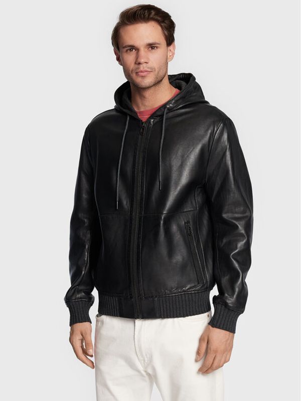 Milestone Milestone Кожено яке Alexio 231056 60185 Черен Regular Fit