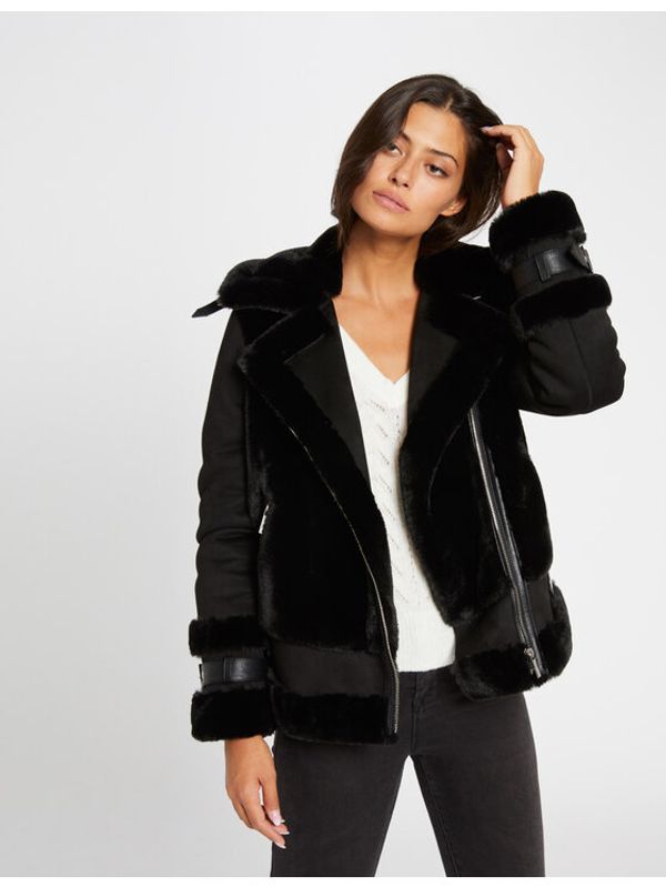 Morgan Morgan Кожено палто 202-GOLIATH Черен Regular Fit