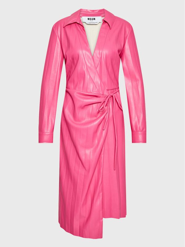 MSGM MSGM Рокля от имитация на кожа 3341MDA04P 227615 Розов Regular Fit