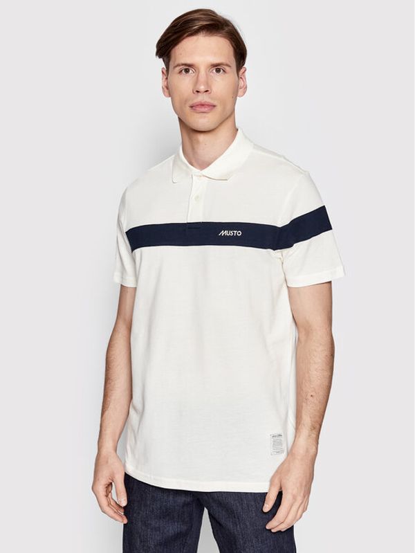 Musto Musto Тениска с яка и копчета 82157 Бял Regular Fit