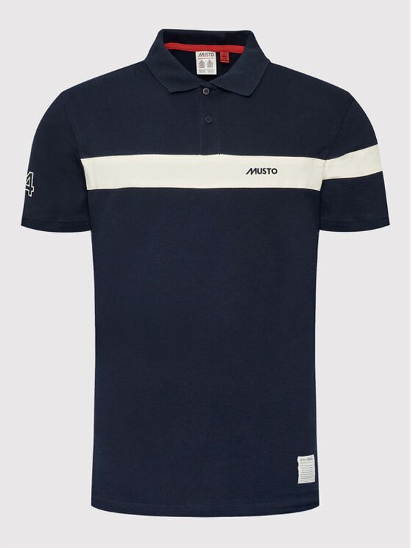 Musto Musto Тениска с яка и копчета 82157 Тъмносин Regular Fit