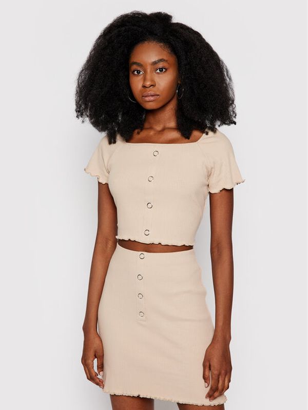 NA-KD NA-KD Блуза Babylock Ruffle 1100-003737-0140-003 Бежов Regular Fit